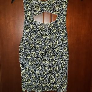 Torrid Chiffon Black/White Leopard and Yellow Floral Sheer Tank